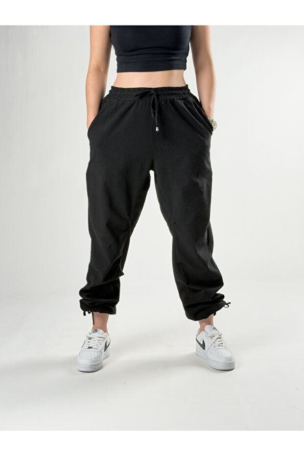 Linen Black Women's Jogger Pants Coc2839