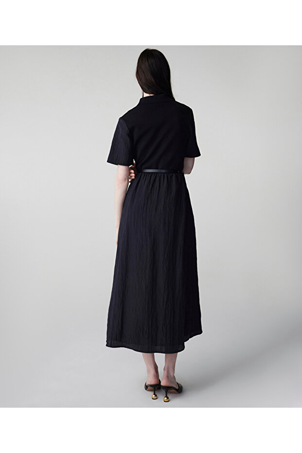 Kemerli triko mix elbise - 6