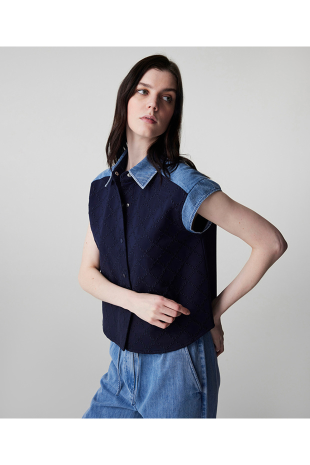 Kumaş mix gömlek - 1