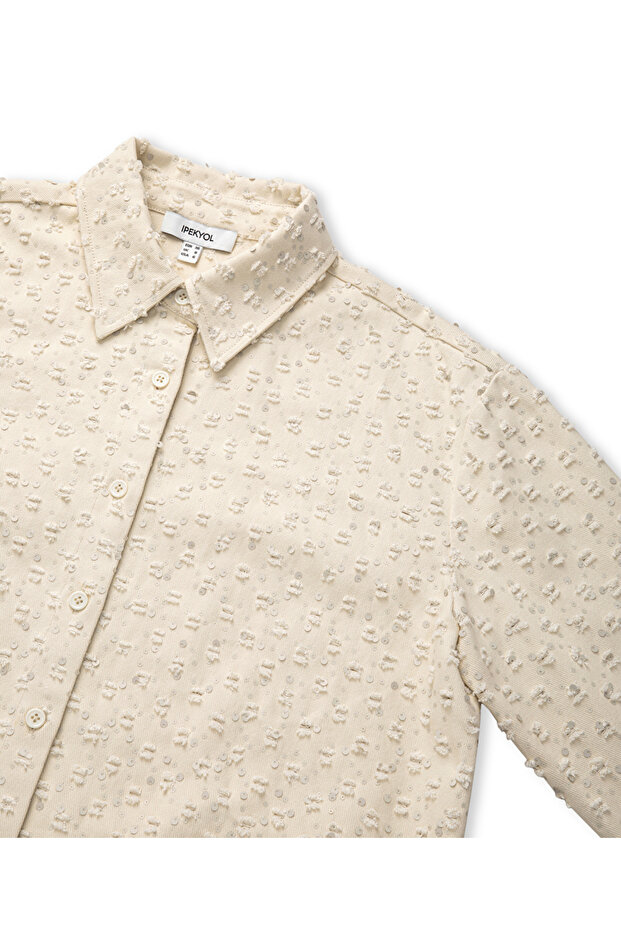 Payetli raw edge gömlek ceket - 4