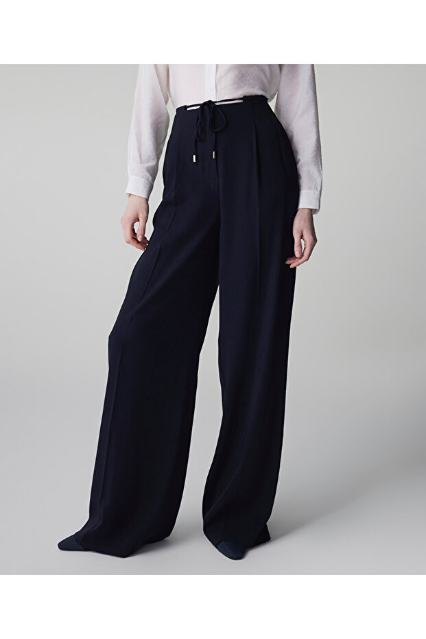 Wide Leg Foot Pants with a Tie at the Waist