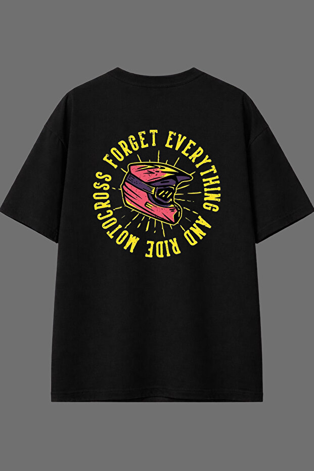 Forget Every Design Black Oversize T-Shirt with Back Print