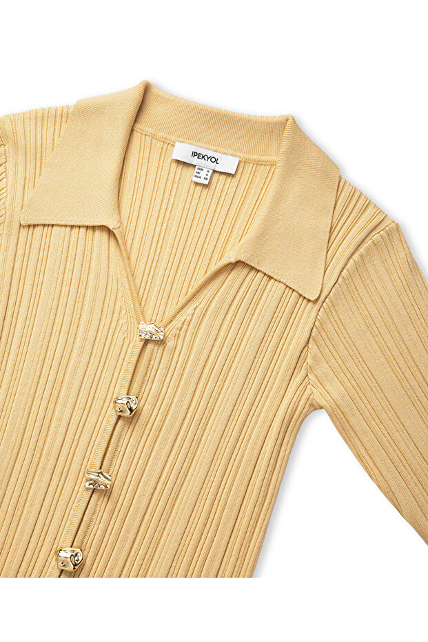 Amorf metal düğmeli triko - 4