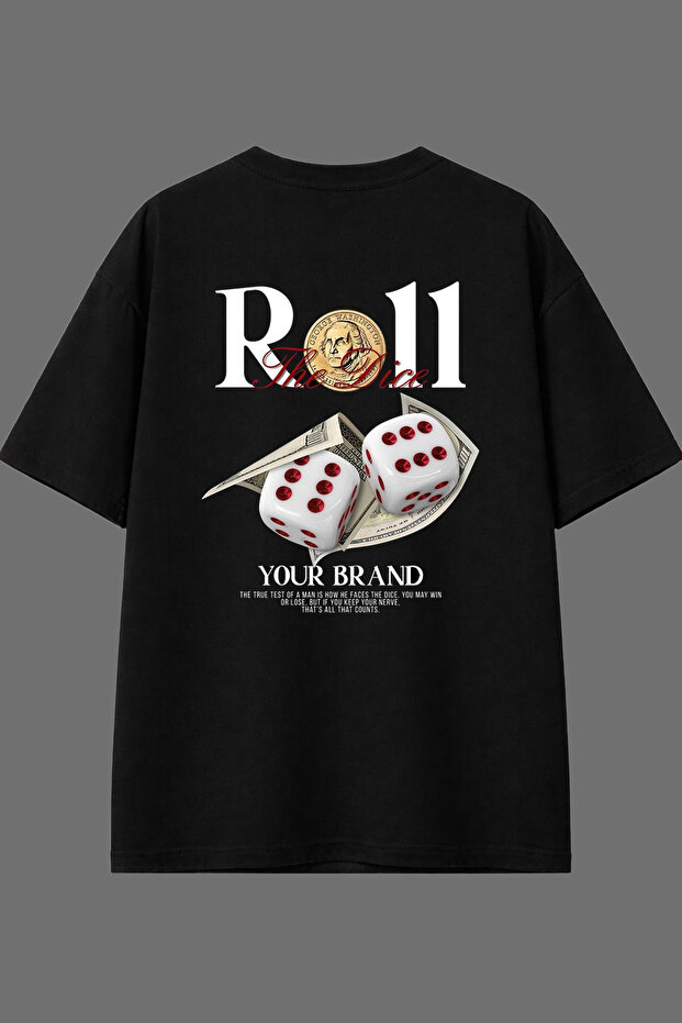 Your Roll Design Back Printed Black Oversize T-Shirt