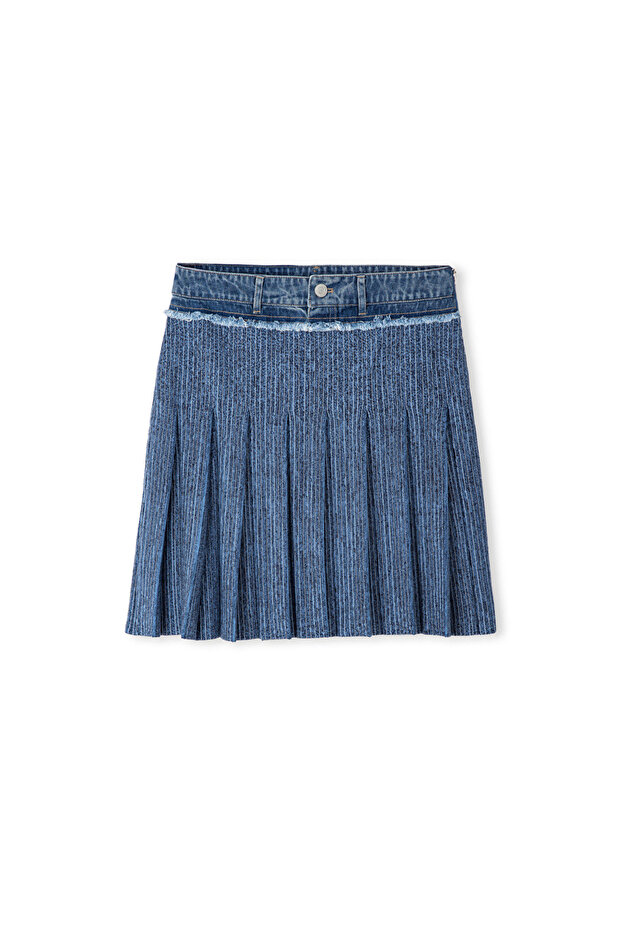 Denim mix triko etek - 3