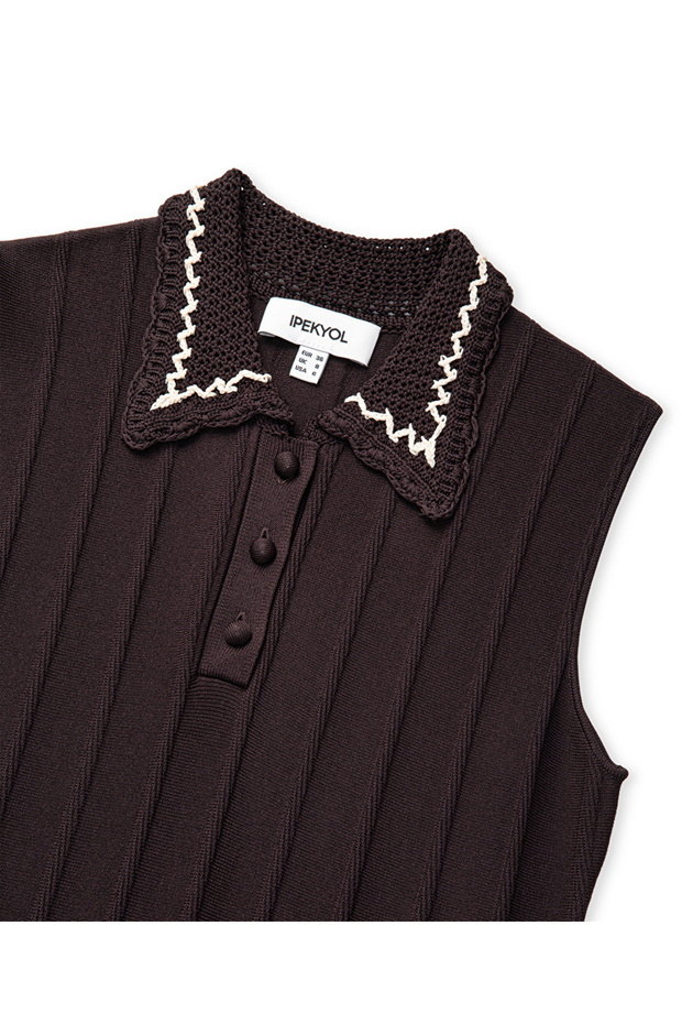 Kontrast yaka triko elbise - 4