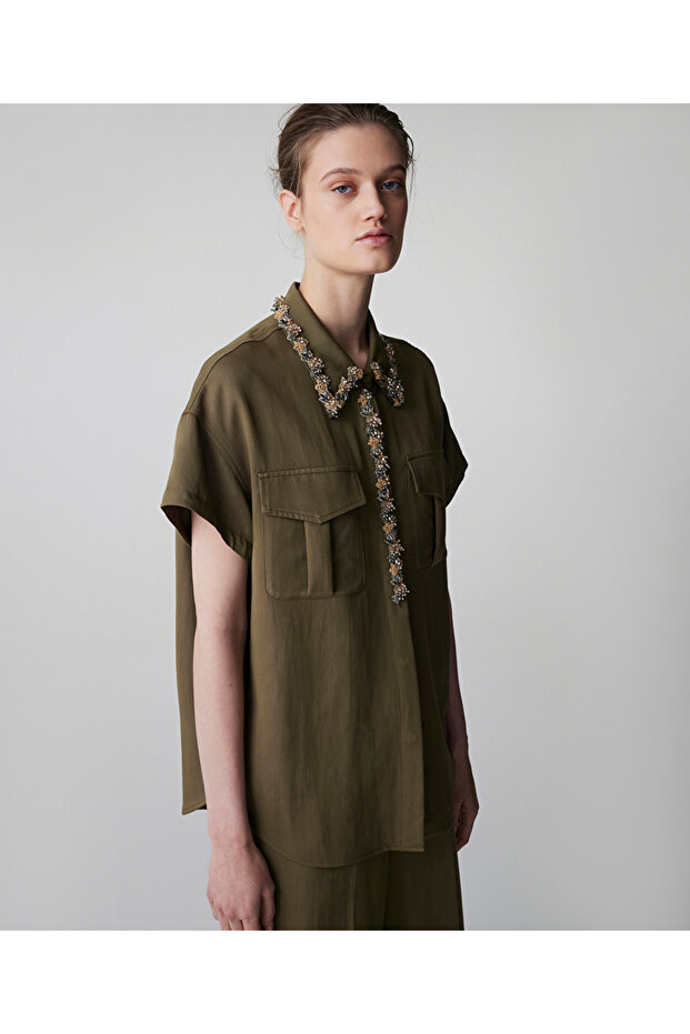 Stone and Bead Appliqué Shirt
