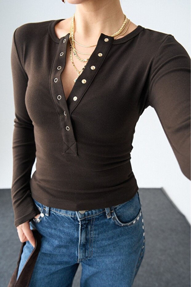 Brown snap-on bodysuit