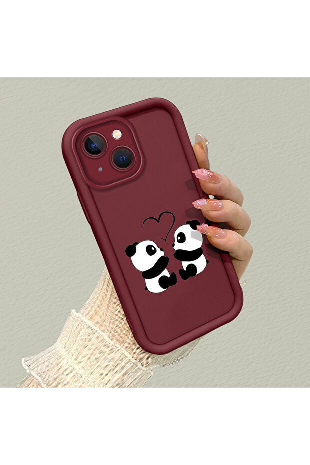 Silicone Material Shockproof Phone Case Compatible with iPhone 14 Plus Panda Pattern - 2