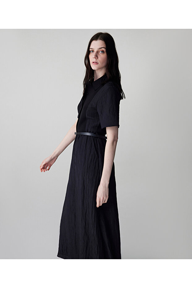 Kemerli triko mix elbise - 5