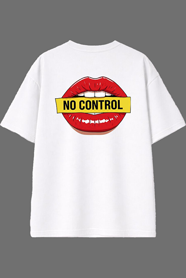 No Control Design Back Printed White Oversize T-Shirt