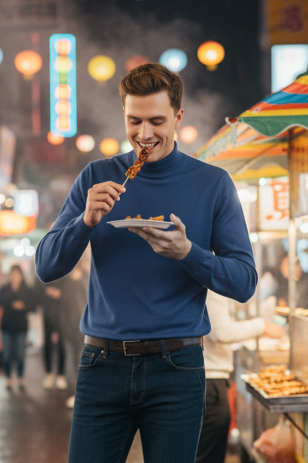 Men's Half Turtleneck Solid Sweater - 3