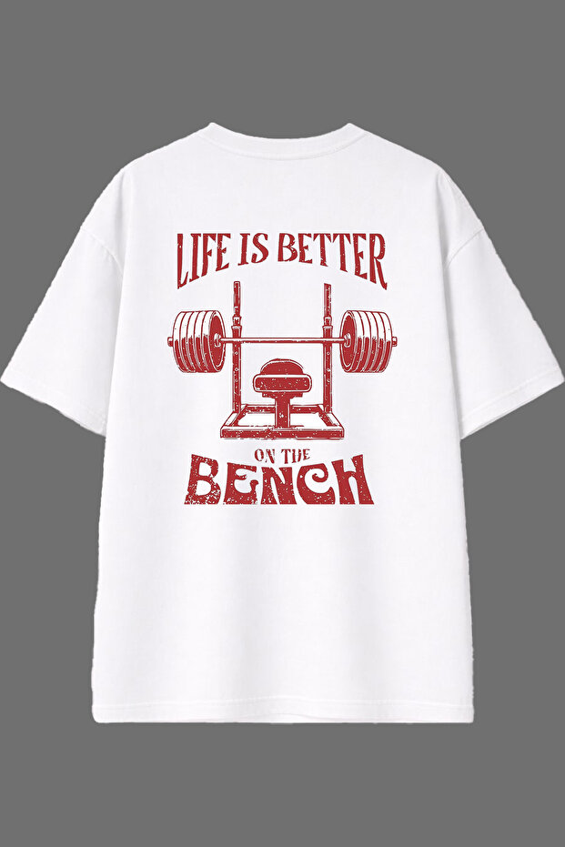 Life Is Better Design White Oversize T-Shirt with Back Print