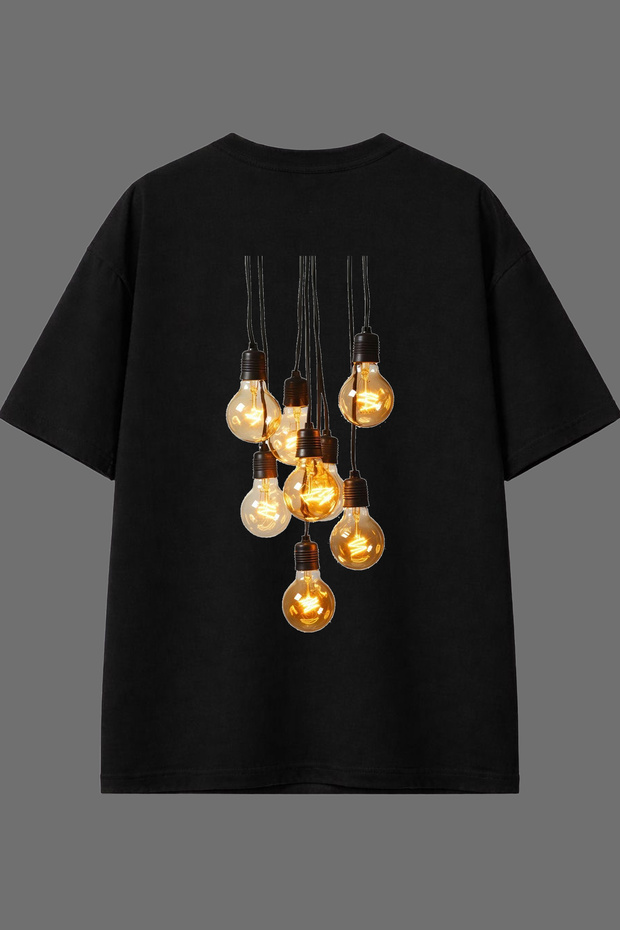 Accessory Lamp Design Back Printed Black Oversize t Shirt