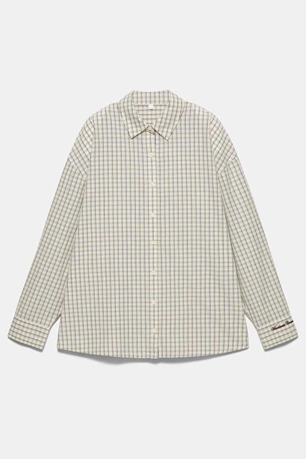 Nakışlı manşetli kareli gömlek - 8