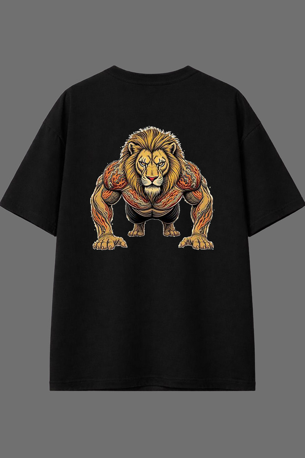 Dedicated Aslan Gym Design Back Printed Black Oversize T-Shirt