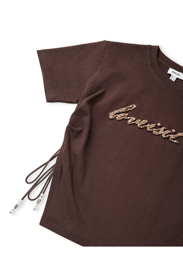 Slogan aplikeli tişört - 4