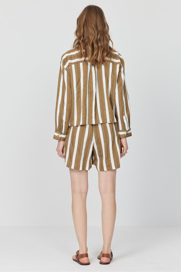 Kadın Çizgili Şort - 7