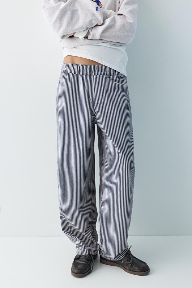 Çizgili barrel pantolon - 3