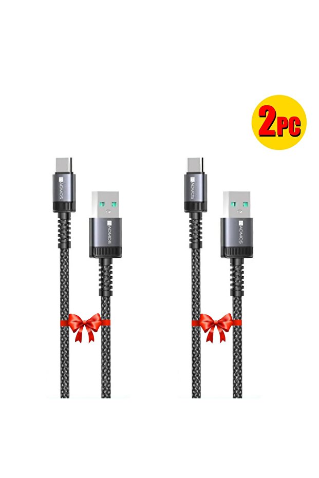 عبوة من كابل شحن سريع مضفر من نوع USB-A إلى USB-C (قطعتان)
