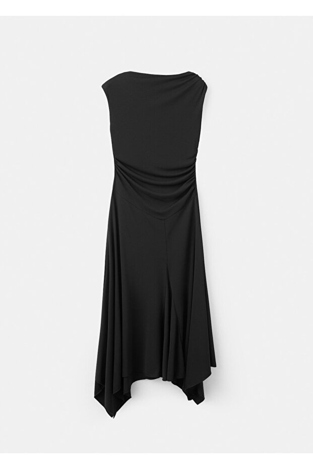 Asimetrik evaze elbise - 3