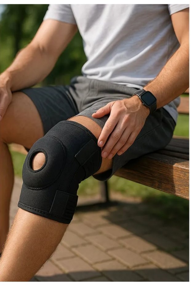 Quanzhou Medical Knee Brace for Meniscus Patella Ligament Supported Knee Brace with Thermogel 1 Piece / Black