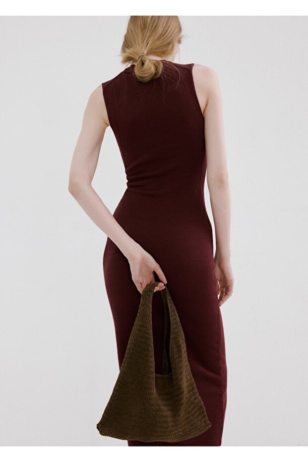 Örgü midi elbise - 4