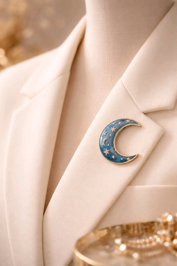 Mavi Gece Ay Broş - 2