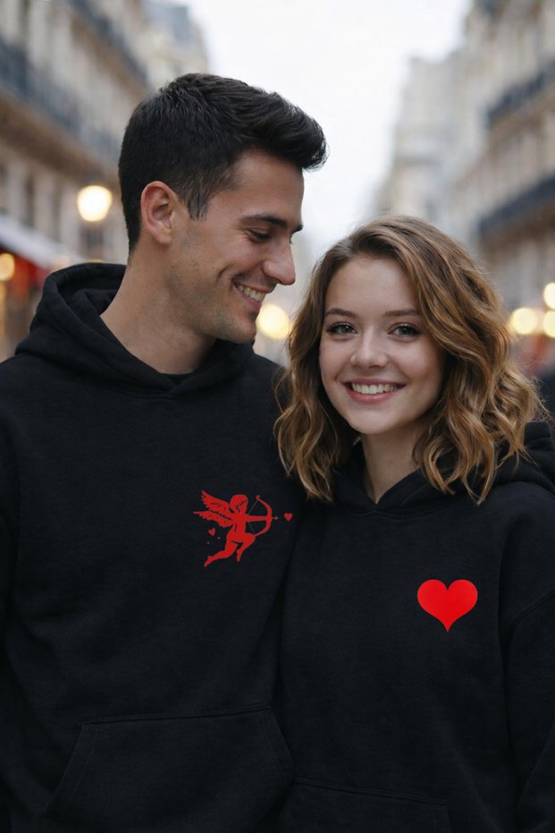 February 14 Valentine's Day Eros Printed Sweatshirt Couple Combination 2-Piece Price