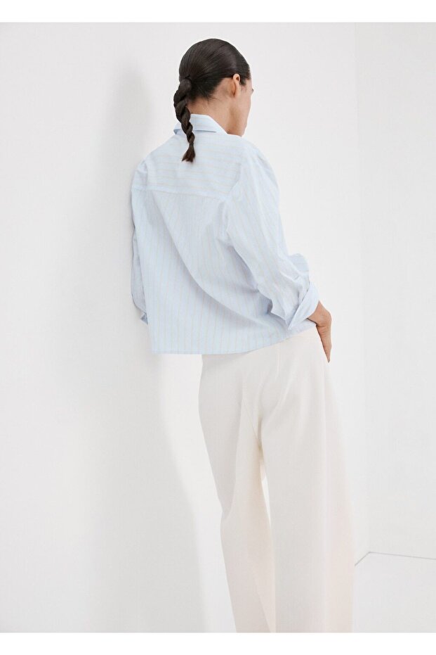 Çizgili pamuklu gömlek - 4