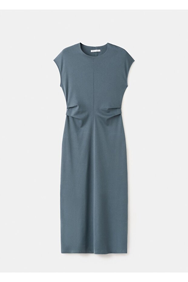 Drape detaylı midi elbise - 3