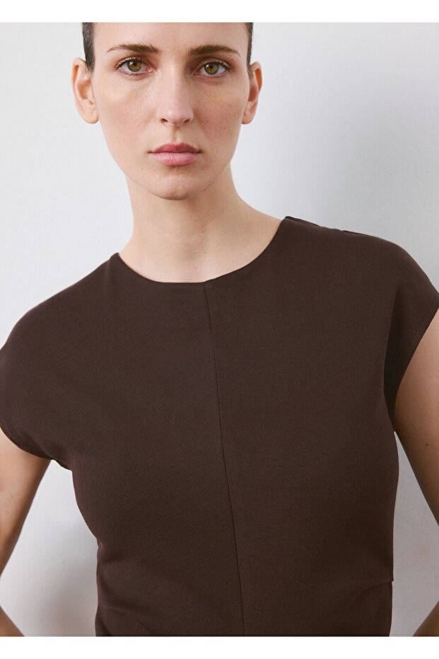 Drape detaylı midi elbise - 6