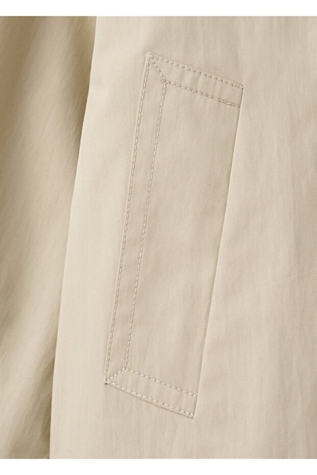 Çift düğmeli kısa trençkot - 5