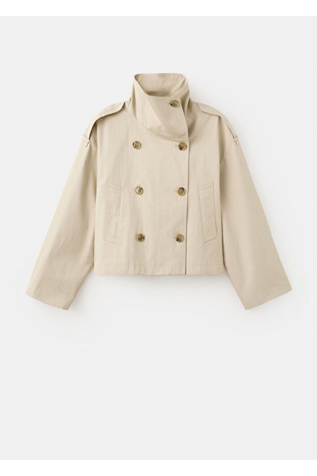 Çift düğmeli kısa trençkot - 3