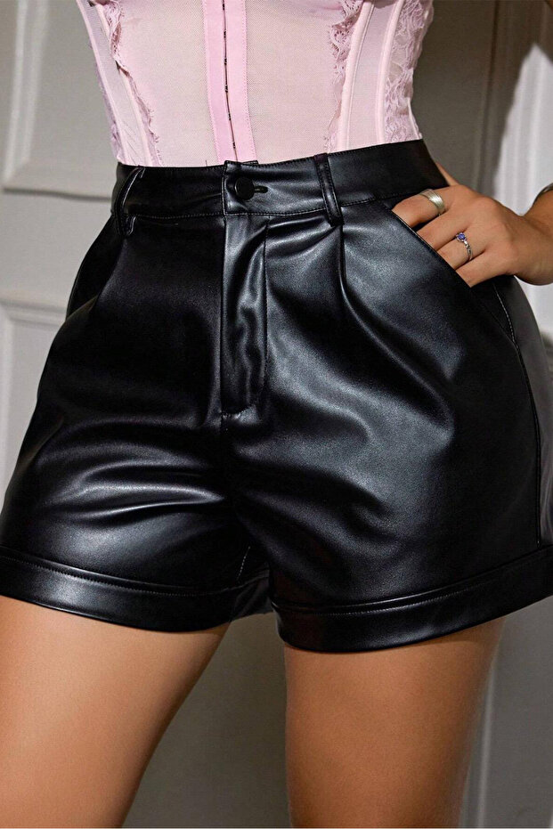 Kadın Deri Şort - 2