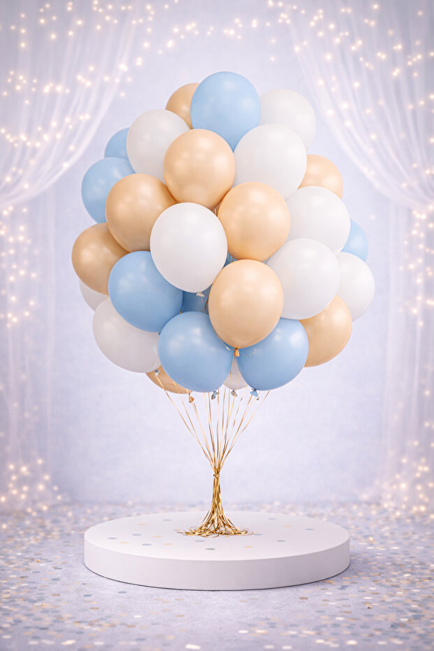 Premium Blue White Gold Balloon Set – Birthday & Opening Concept 30 Pieces