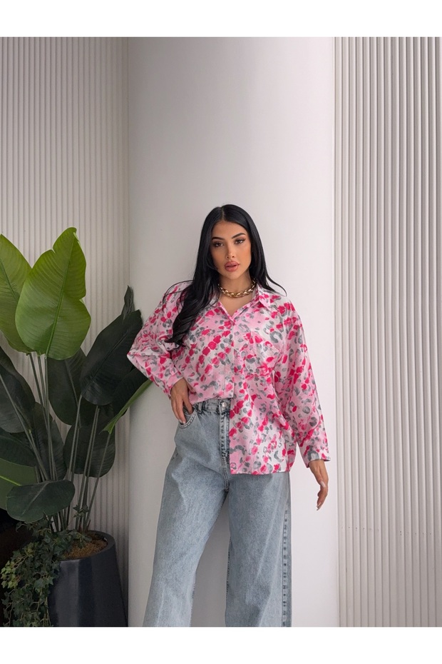 DESENLİ OVERSİZE GÖMLEK - 1