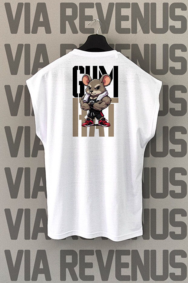 Gym Rat Back Printed Zero Sleeve 100% Cotton Sports Tshirt