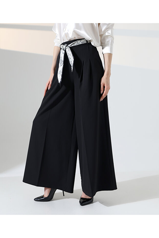 Women's High Waist Belted Palazzo Trousers