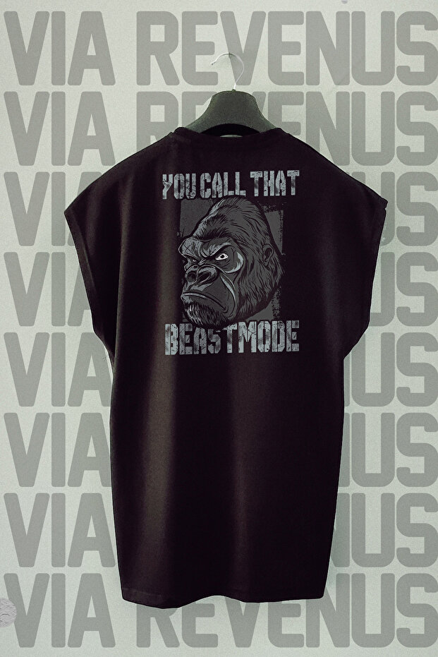Beast Mode Gym Gorilla Back Printed Zero Sleeve 100% Cotton Sports Tshirt