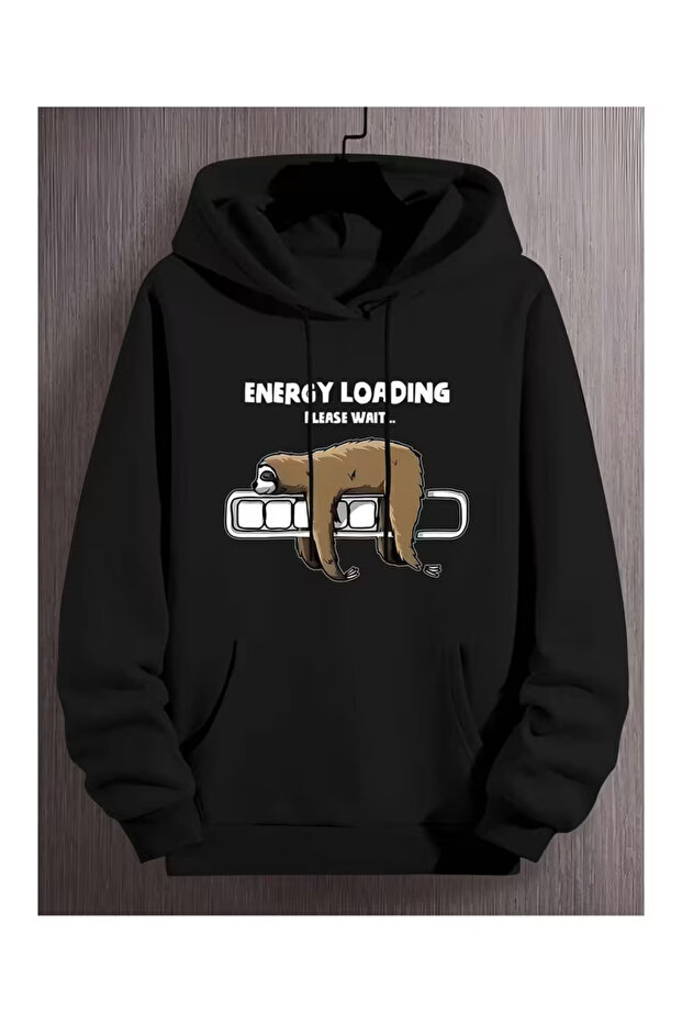 Unisex Engery Loading Printed Hooded Sweatshirt