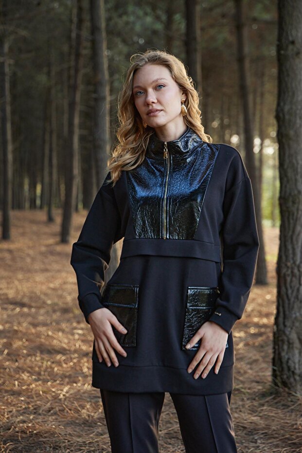 RUGAN DETAYLI DİK YAKA TUNİK - 4