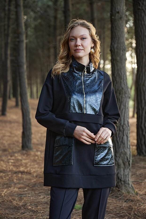 RUGAN DETAYLI DİK YAKA TUNİK - 2