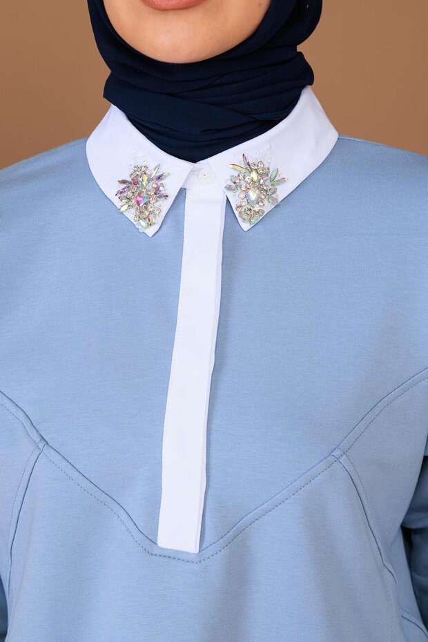 RENKLİ TAŞ İŞLEMELİ TUNİK - 5