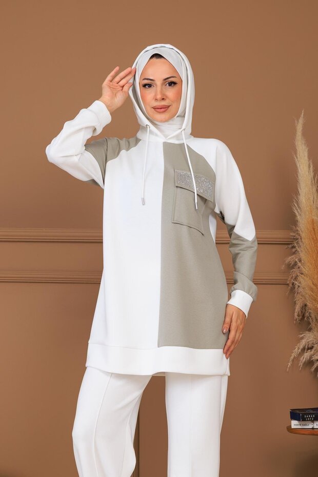CEBİ TAŞLI KAPÜŞONLU TUNİK - 4