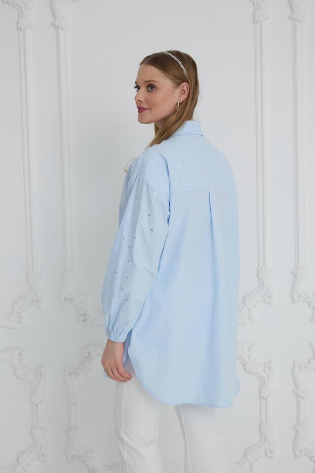 KESME TAŞLI PAMUKLU GÖMLEK - 5