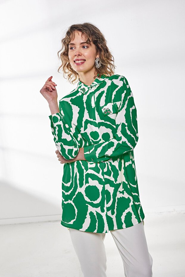 DESENLİ KREP GÖMLEK - 3