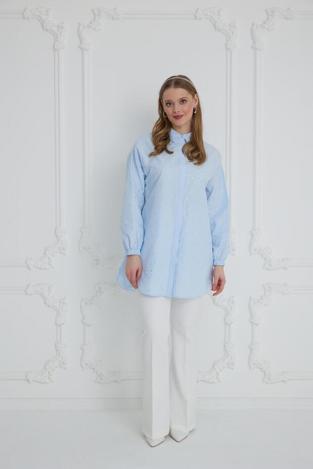 KESME TAŞLI PAMUKLU GÖMLEK - 1