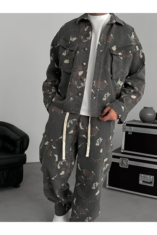 سترة رمادية مموهة بجيوب C-1790 - 6