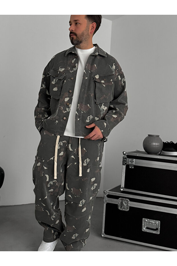 سترة رمادية مموهة بجيوب C-1790 - 2